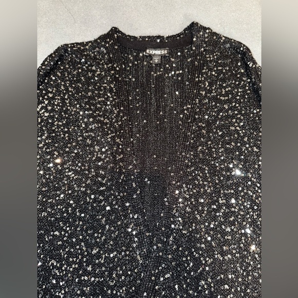 Express Black Sequin Cardigan - Picture 4 of 6